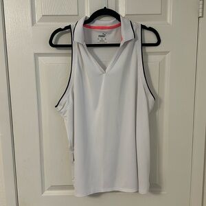 White Puma Tank Top with Collar Polo for Golf